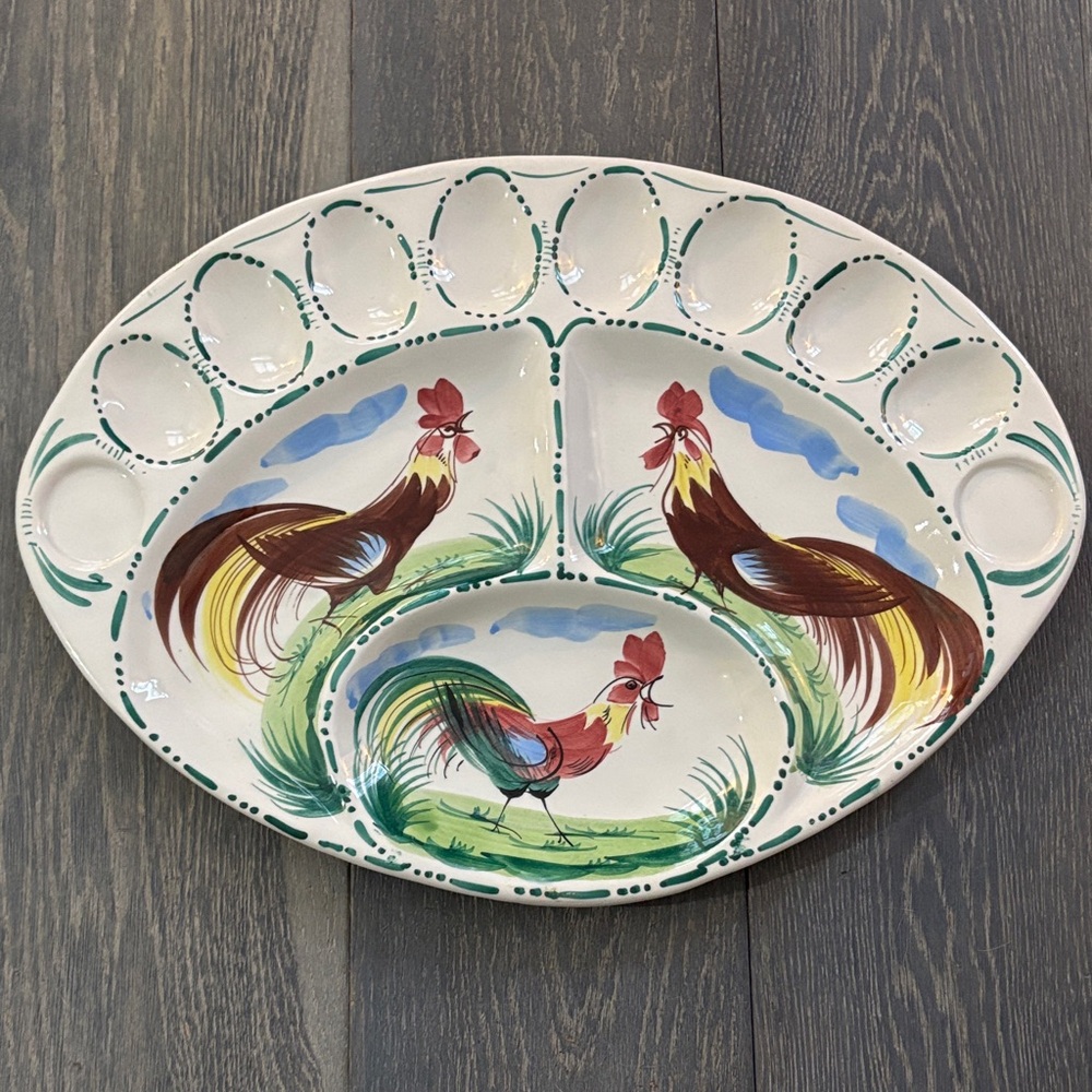 Vintage Porcelain Egg Platter Hand painted in Italy